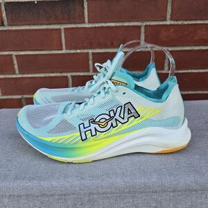 Hoka One One Cielo RD Size 10.5 White Blue Athletic Running Shoes Sneakers